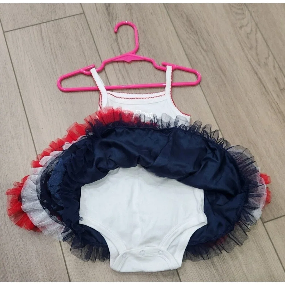 Patriotic red white & blue  American flag, My first 4th of July Size 9 To 12 Mth